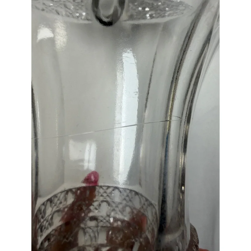 New Martinsville Clear Glass Basket Meadow Wreath Etch Radiance 1930s Vintage